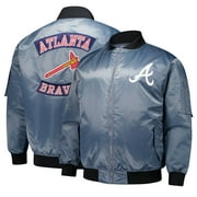 Mens Profile Charcoal Atlanta Braves Big & Tall Full-Zip Bomber Jacket
