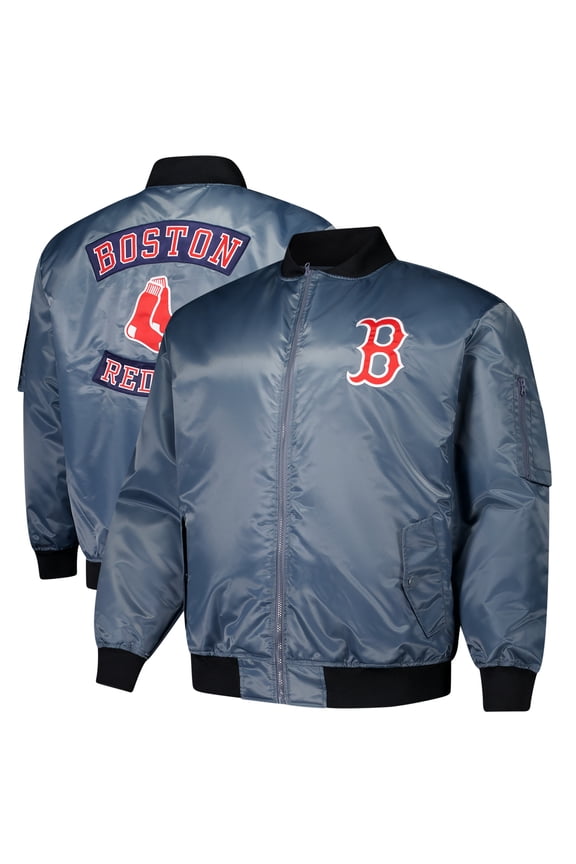 Men's Profile Charcoal Boston Red Sox Big & Tall Full-Zip Bomber Jacket