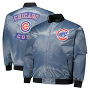 Mens Profile Charcoal Chicago Cubs Big & Tall Full-Zip Bomber Jacket