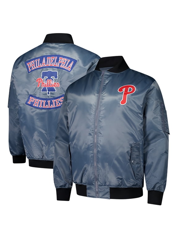 Men's Profile Charcoal Philadelphia Phillies Big & Tall Full-Zip Bomber Jacket