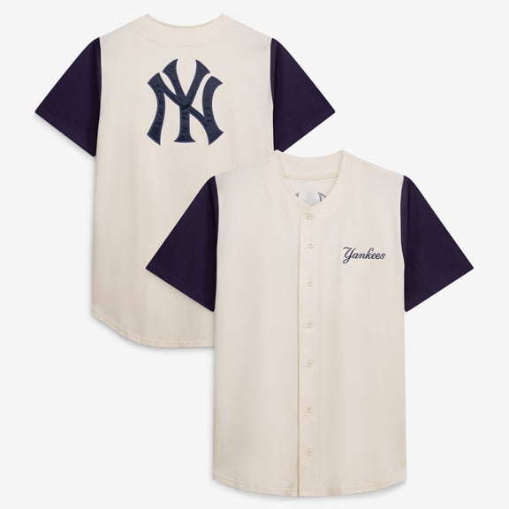 Men's Profile Cream New York Yankees Big & Tall Full-Button Jersey