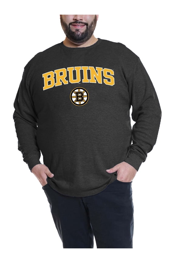 Men's Profile David Pastrnak Black Boston Bruins Big & Tall Name & Number Thermal Pullover Sweatshirt