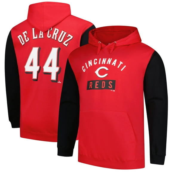 Men's Profile Elly De La Cruz Red Cincinnati Reds Big & Tall Fleece Pullover Hoodie
