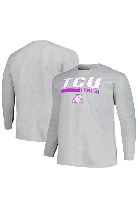 Men's Profile Gray TCU Horned Frogs Big & Tall Two-Hit Long Sleeve T-Shirt