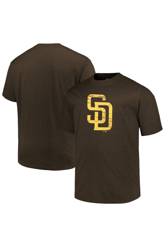 Men's Profile Heather Brown San Diego Padres Big & Tall Weathered Logo T-Shirt
