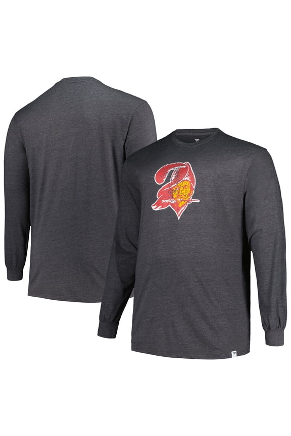 Men's Profile  Heather Charcoal Tampa Bay Buccaneers Big & Tall Throwback Long Sleeve T-Shirt