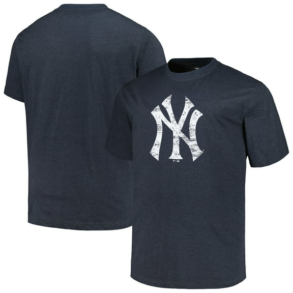 Men's Profile Heather Navy New York Yankees Big & Tall Weathered Logo T-Shirt