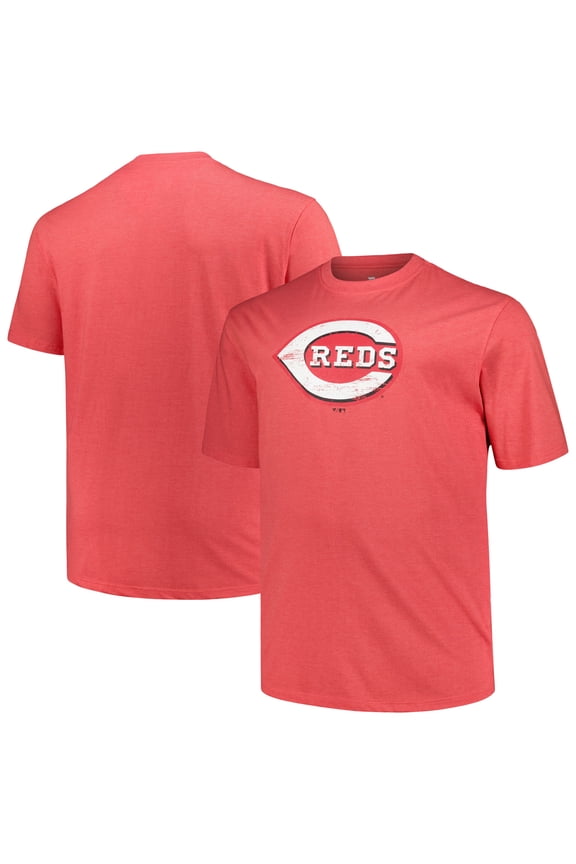 Men's Profile Heather Red Cincinnati Reds Big & Tall Weathered Logo T-Shirt
