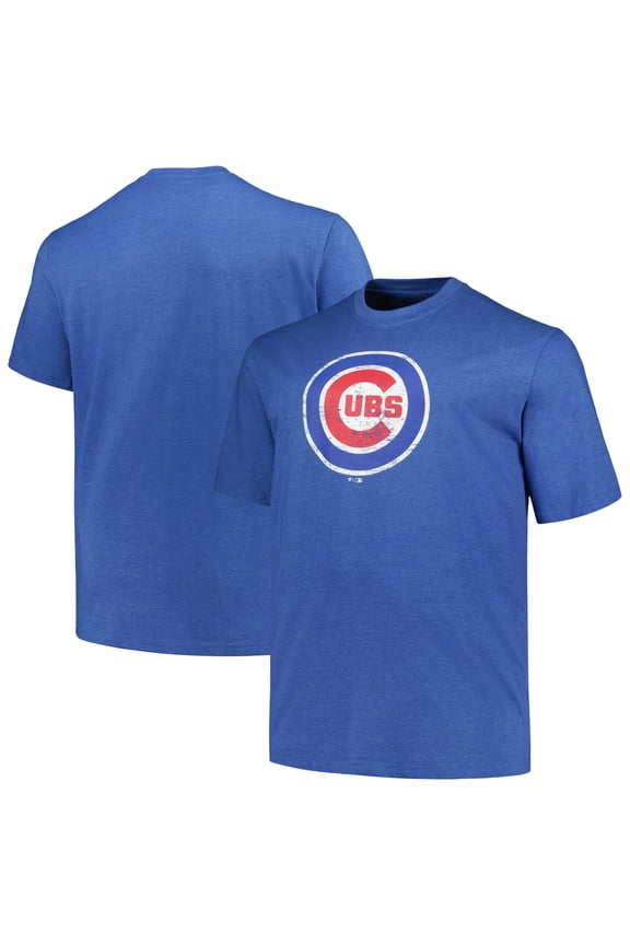 Men's Profile Heather Royal Chicago Cubs Big & Tall Weathered Logo T-Shirt