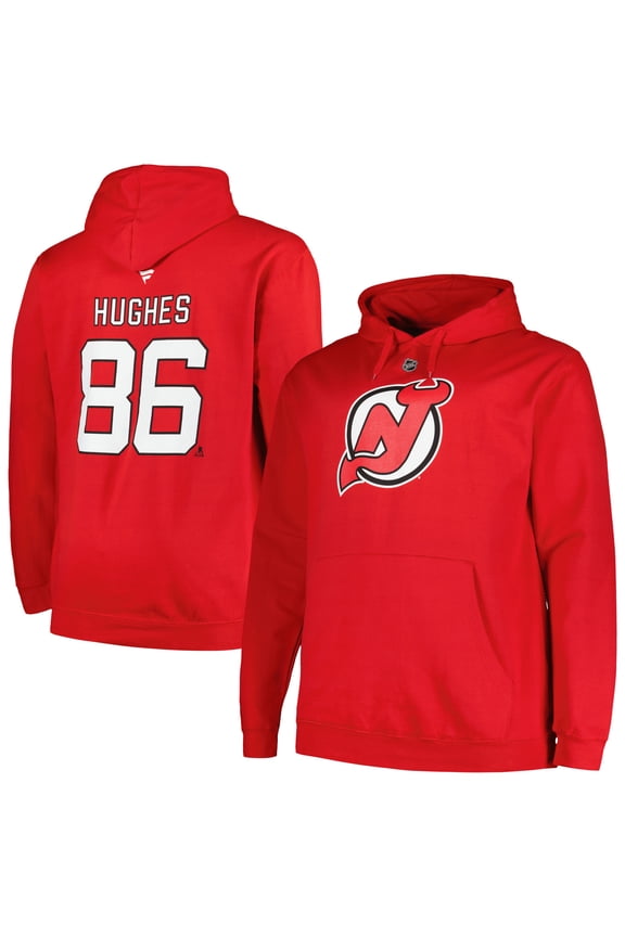 Men's Profile Jack Hughes Red New Jersey Devils Big & Tall Name & Number Pullover Hoodie