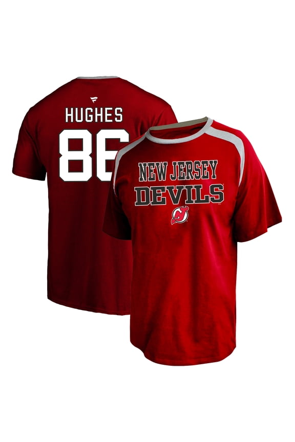Men's Profile Jack Hughes Red New Jersey Devils Big & Tall Name & Number T-Shirt