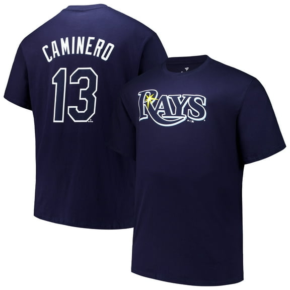 Men's Fanatics Junior Caminero Navy Tampa Bay Rays Big & Tall Name & Number T-Shirt