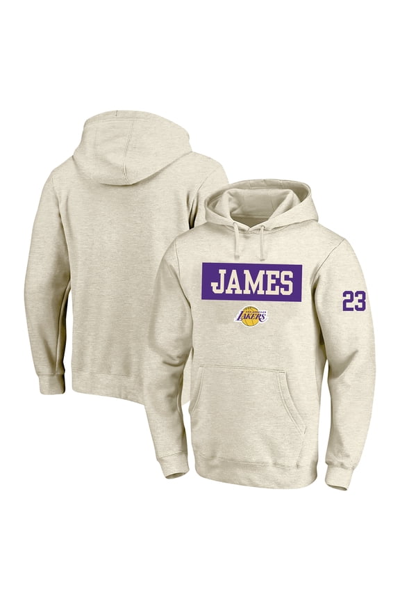 Men's Profile LeBron James Cream Los Angeles Lakers Big & Tall Player Double Face Tri-Blend Pullover Hoodie