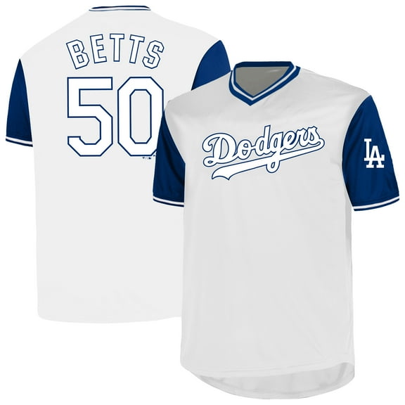 Men's-Profile Mookie Betts White Los Angeles Dodgers Big & Tall Name & Number Birdeye V-Neck T-Shirt