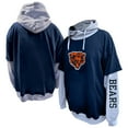 thumbnail image 1 of Men's Fanatics Navy/Heather Gray Chicago Bears Big & Tall Twofer Pullover Hoodie, 1 of 3