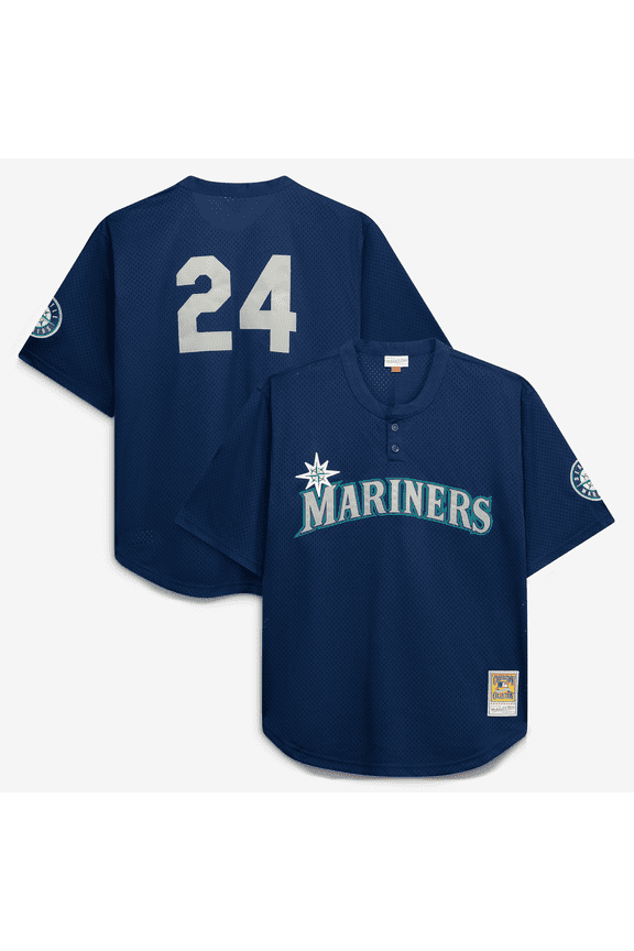 Men's Mitchell & Ness Navy Seattle Mariners Big & Tall Cooperstown Collection Mesh Batting Practice Jersey