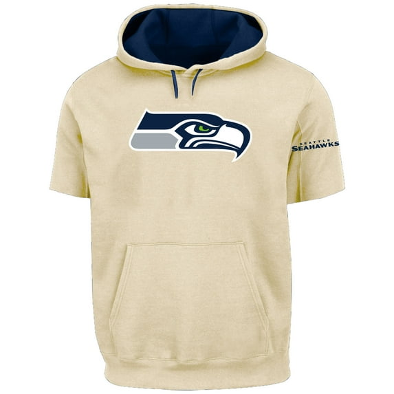 Men's Profile Oatmeal Seattle Seahawks Big & Tall Chest Print and Logo Short Sleeve Pullover Hoodie