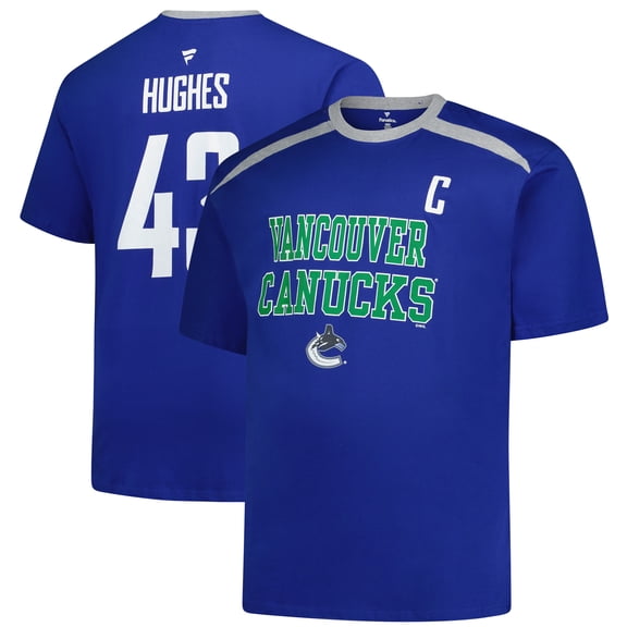 Men's Profile Quinn Hughes Royal Vancouver Canucks Big & Tall Name & Number T-Shirt