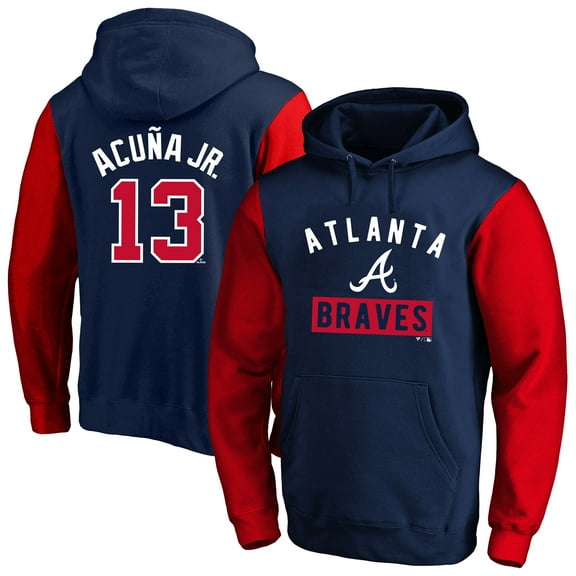 Men's Profile Ronald Acuna Jr. Navy Atlanta Braves Big & Tall Name & Number Fleece Pullover Hoodie