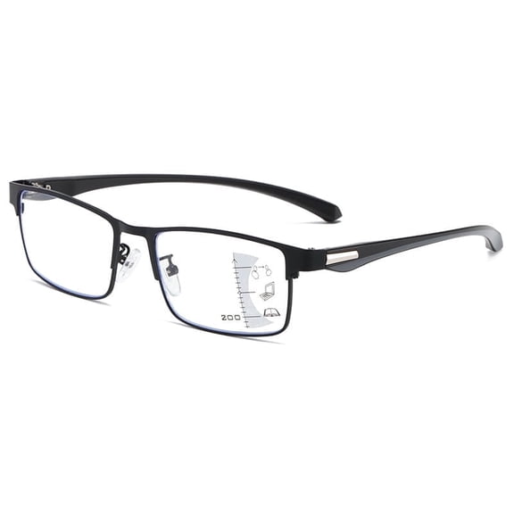 Men's Progressive Multifocus Reading Glasses, Blue Light Blocking Semi-Rimless Eyeglasses for Daily Use