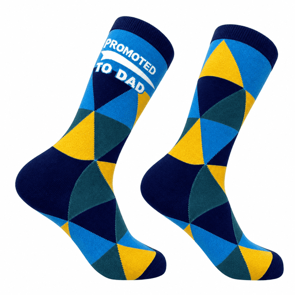 Men's Promoted to Dad Socks Funny New Baby Family Promotion Fathers Day Joke Footwear