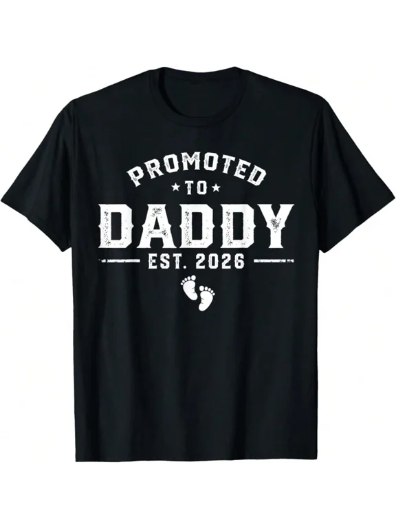 Men's Promoted To Daddy Est 2026 Graphic New Dad T-Shirt
