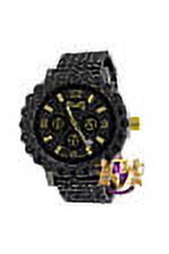 Men's Prong Set Exclusive Custom Time Piece Black Gold Finish Simulated Diamond Luxury Watch XL 55mm W/Date