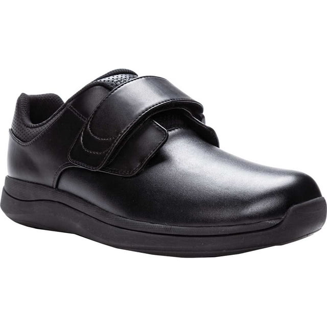 Men's Propet Pierson Strap Orthopedic Shoe Black Leatherette 12 3E