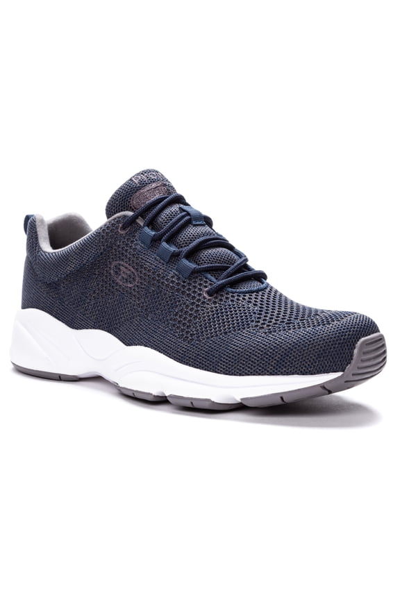 Men's Propet Stability Fly Sneaker Navy/Grey Knit Mesh 12 5E