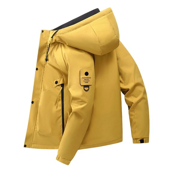 Men's Protective Hooded Jacket with Waterproof Feature and Long Sleeve Design for Outdoor Use