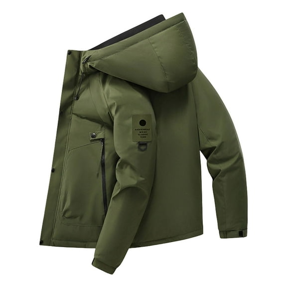 Men's Protective Hooded Jacket with Waterproof Feature and Long Sleeve Design for Outdoor Use