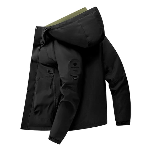 Men's Protective Hooded Jacket with Waterproof Feature and Long Sleeve Design for Outdoor Use