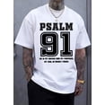 thumbnail image 1 of Men's Psalm 91 Christian T Shirt, Faith Inspirational Bible Verse Graphic Tee, Religious Short Sleeve Cotton Shirt, 1 of 11