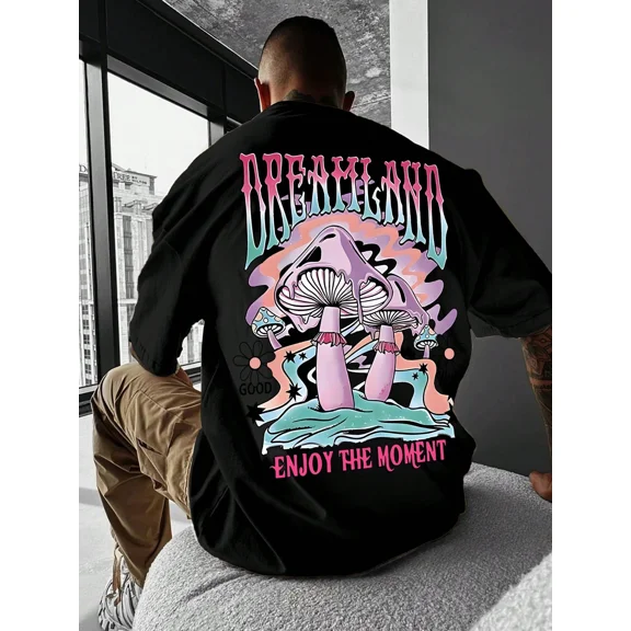 Men's Psychedelic Dreamland Mushroom Graphic T-Shirt