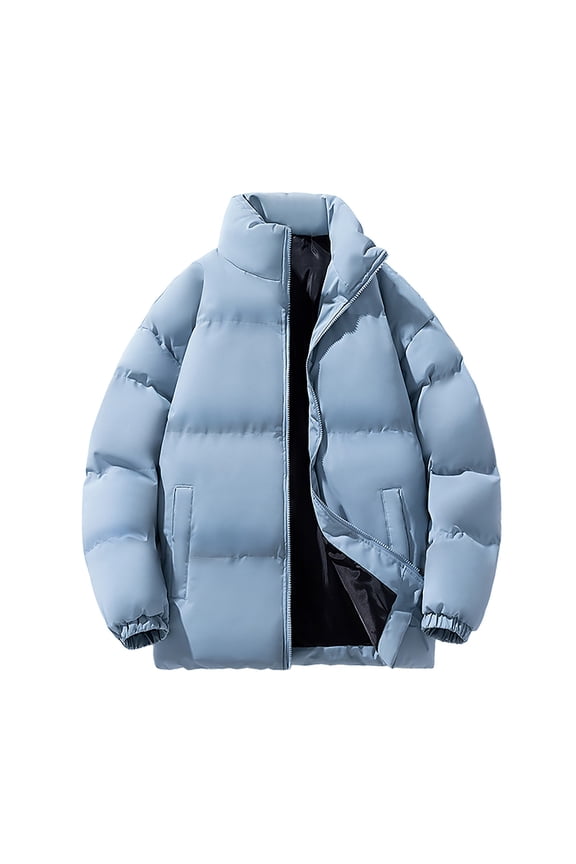 Men's Puffer Jacket Lightweight Full Zip Long Sleeve Water Resistant Windbreaker Fashion Casual Winter Warm Down Jacket with Pocket