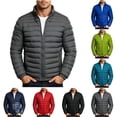 thumbnail image 1 of Men's Puffer Jacket Lightweight Quilted Insulated Warm Winter Coat, Full Zip Up Ultra Soft Warm Water-Resistant Detachable Hooded Outwear Coat with Zipper Pockets, 1 of 7