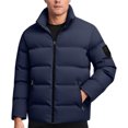 thumbnail image 1 of Men's Puffer Jacket Thickened Winter Coat Stand Collar Zip Up Jacket Color BU1 Size XL, 1 of 3