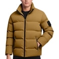 thumbnail image 1 of Men's Puffer Jacket Thickened Winter Coat Stand Collar Zip Up Jacket Color Gold Size XXXXXL, 1 of 3