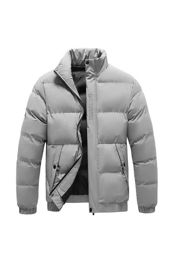 Men's Puffer Jacket Waterproof Winter Parka Jackets Warm Thicken Ski Coat Quilted Insulated Bubble Jacket Grey L