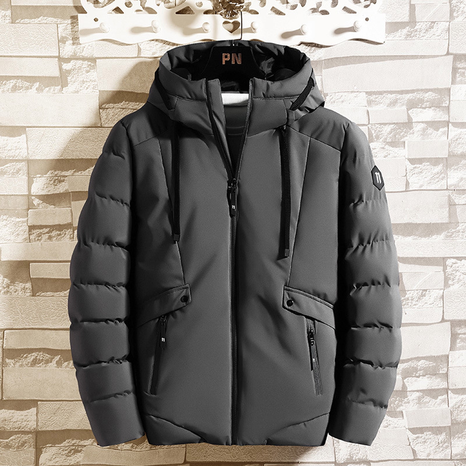 Men's Puffer Jacket Winter Warm Coat Hooded for Casual Outdoor Hiking