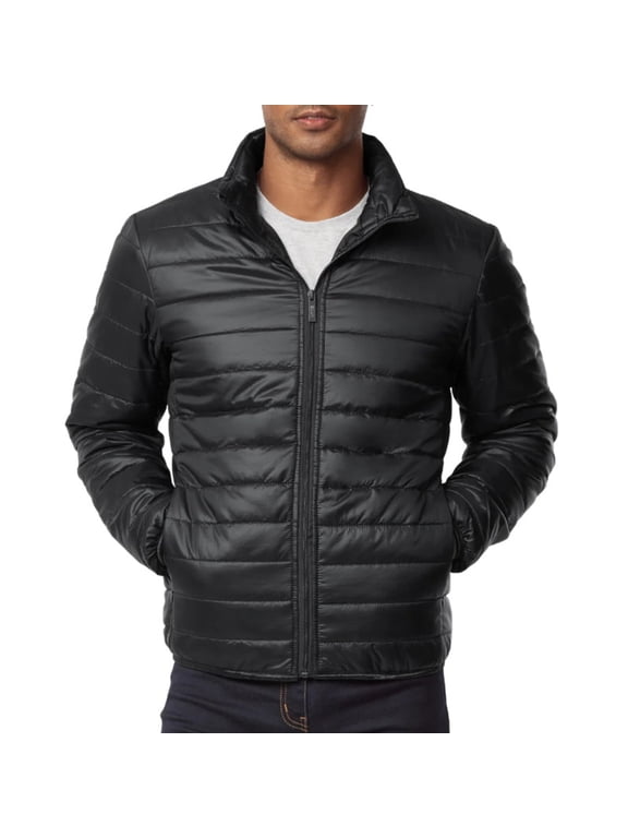 Men’s Puffer Jacket with Zipper Pockets Elastic Cuffs S-3XL Full Zip Up Long Sleeve Solid Running Warm Winter Coat Outwear Outdoor Menswear Shell