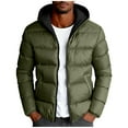 thumbnail image 1 of Men's Puffer Jacket with Hood Lightweight Full-Zip Quilted Coat Winter Warm Padded Jackets Windproof Outerwear with Pockets, 1 of 5