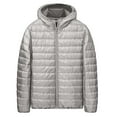 thumbnail image 1 of Men's Puffer Jackets Casual Warm Lightweight Down Jacket Winter Solid Color Waterproof Zipper Hooded Coat Gray M, 1 of 5