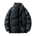 thumbnail image 1 of Men's Puffer Jackets Solid Color Quilted Winter Coat Stand Collar Padded Jacket Fall Winter Warm Down Jacket Orange 3XL, 1 of 8