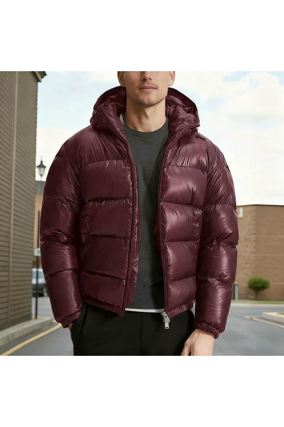 Men's Puffer Jackets with Hood Casual Winter Insulated Hooded Coat ( XXXL)