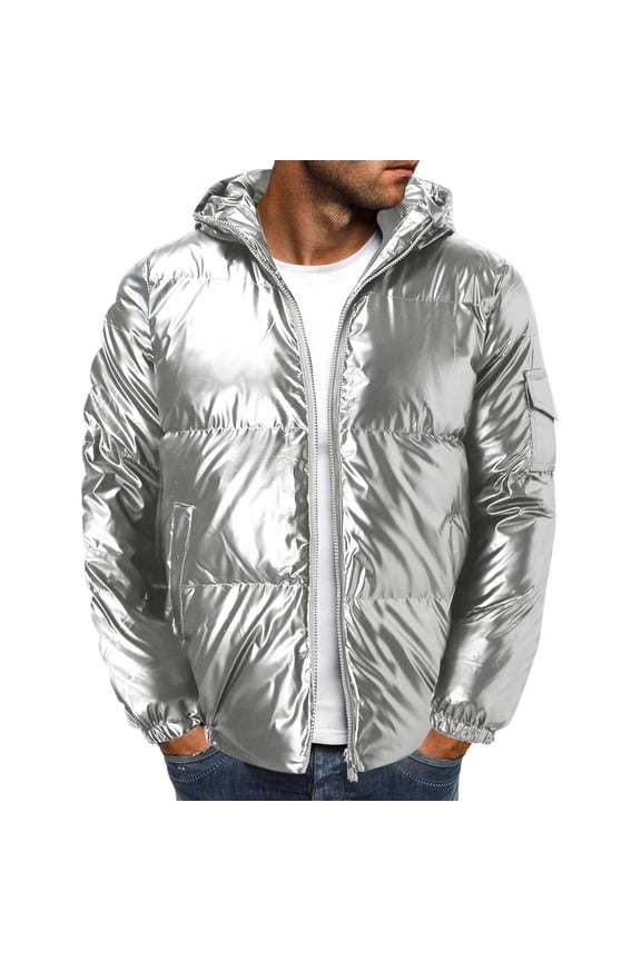 Men's Puffer Jackets with Hood Lightweight Full Zip Jackets Windproof Water-Resistant Insulated Jackets Quilted Parkas Solid 2024