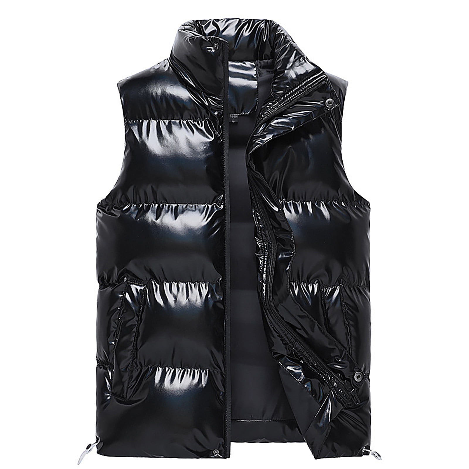 Men's Puffer Lightweight Vest Quilted Down Water-Resistant Windproof Vest Zipper Sleeveless Down Jacket with Pockets Winter Warm Casual Lightweight Jacket Outerwear for Hiking Golf Outdoor,Black 2XL