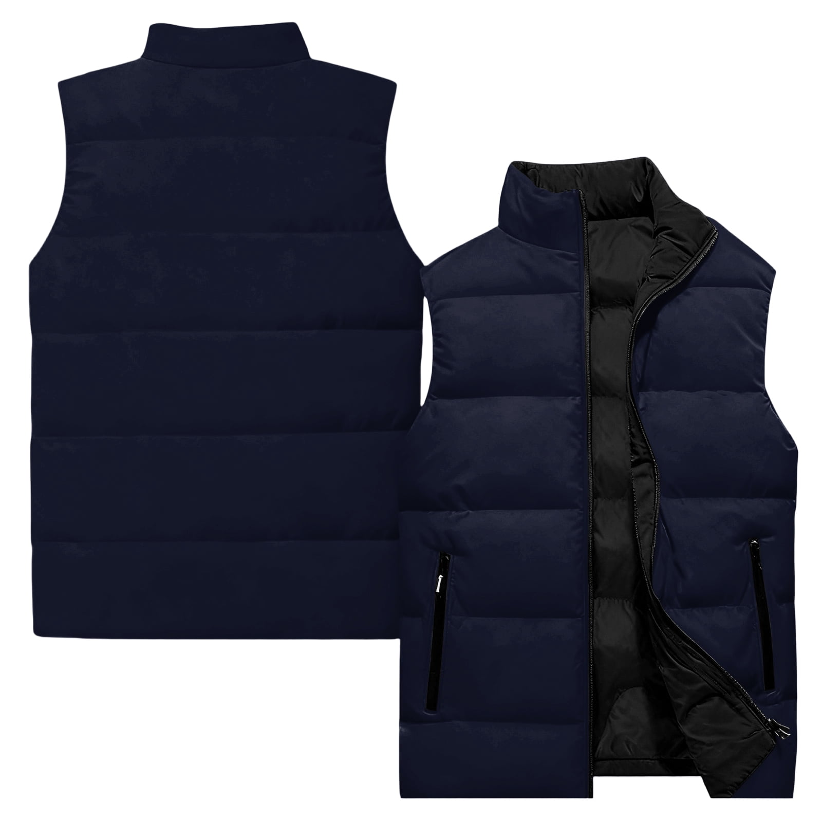 Men's Puffer Lightweight Vest Quilted Down Waterproof Windproof Vest Zip Up Sleeveless Jackets with Pockets Winter Warm Puffy Casual Lightweight Jacket Outerwear for Running Golf Outdoor Blue 2XL