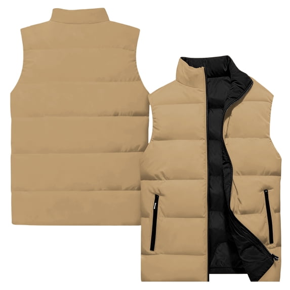 Men's Puffer Lightweight Vest Stand Collar Quilted Vests Full Zipper Sleeveless Lightweight Vest Jacket with Pockets Winter Padded Casual Streetwear for Travel Running Outdoor Yellow 3XL