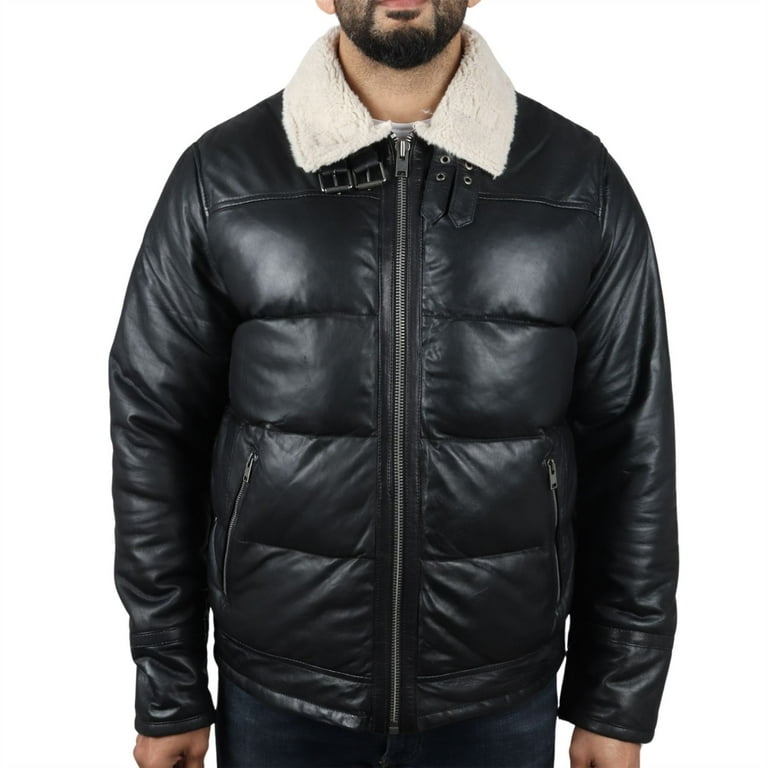 Men's Puffer Quilted Aviator Bomber Jacket